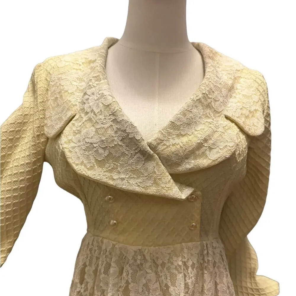 Bridgerton-Inspired Vintage Lace Gown | Romantic Regency Cottagecore Maxi XXS - Picture 5 of 16